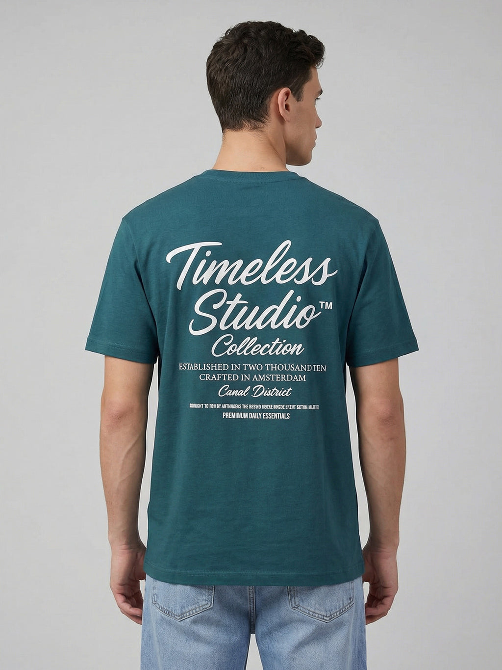 ARDEUR Men Graphic Printed Relaxed Fit Drop Shoulder T-Shirt - Bottle Green-2
