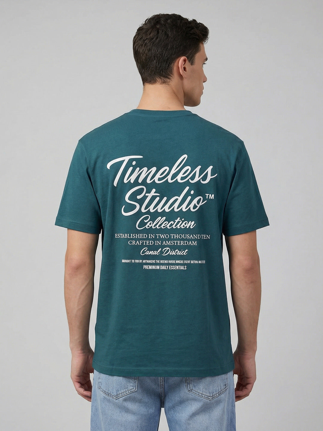 ARDEUR Men Graphic Printed Relaxed Fit Drop Shoulder T-Shirt - Bottle Green-2