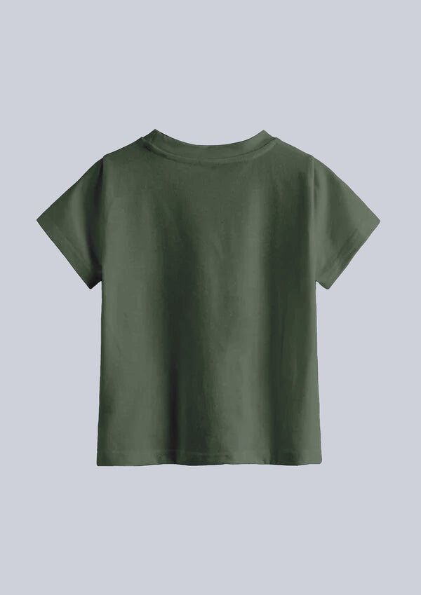 CODEZ Boys Olive Round Neck Printed Tshirts