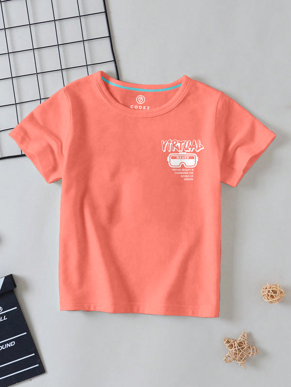 CODEZ Boys Coral Round Neck Printed Tshirts