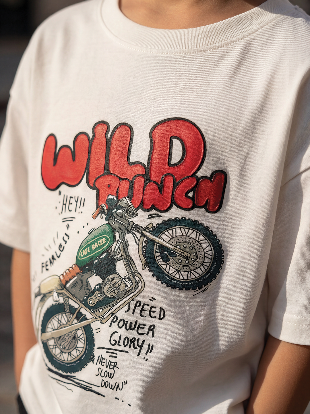 CODEZ Boys White Graphic Print Relaxed Fit Drop Shoulder T-Shirt