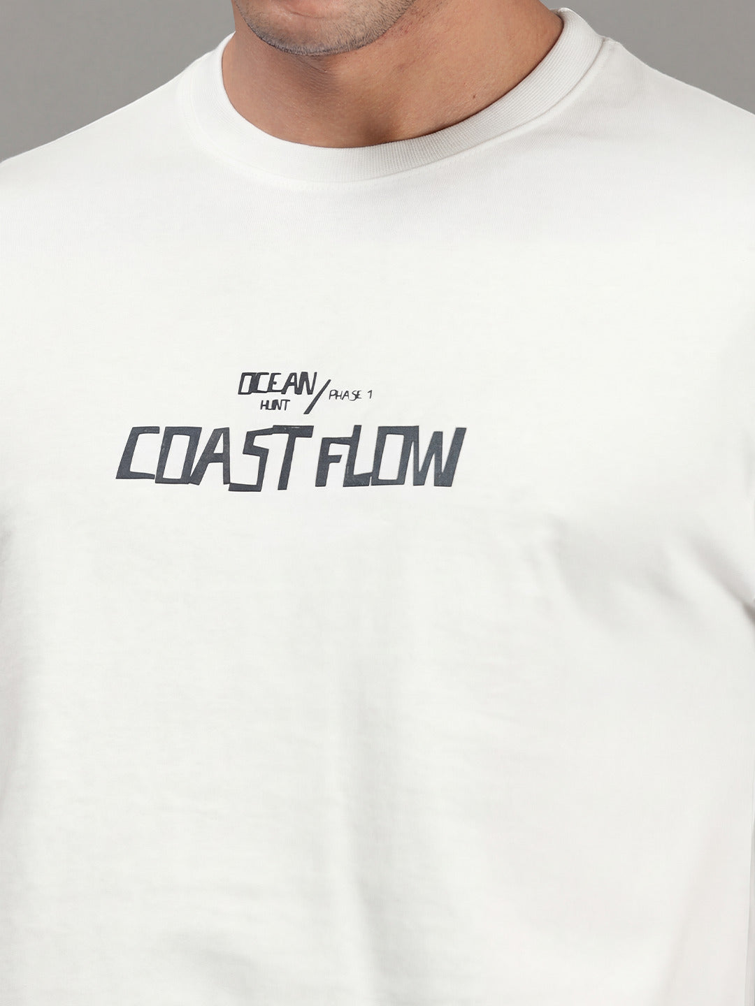 ARDEUR Men Printed Relaxed Fit Drop Shoulder T-Shirt - Off White-4