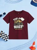 CODEZ Boys Tawny Port Pure Cotton Top Beast Monster Truck Graphic Relaxed Fit T-Shirt