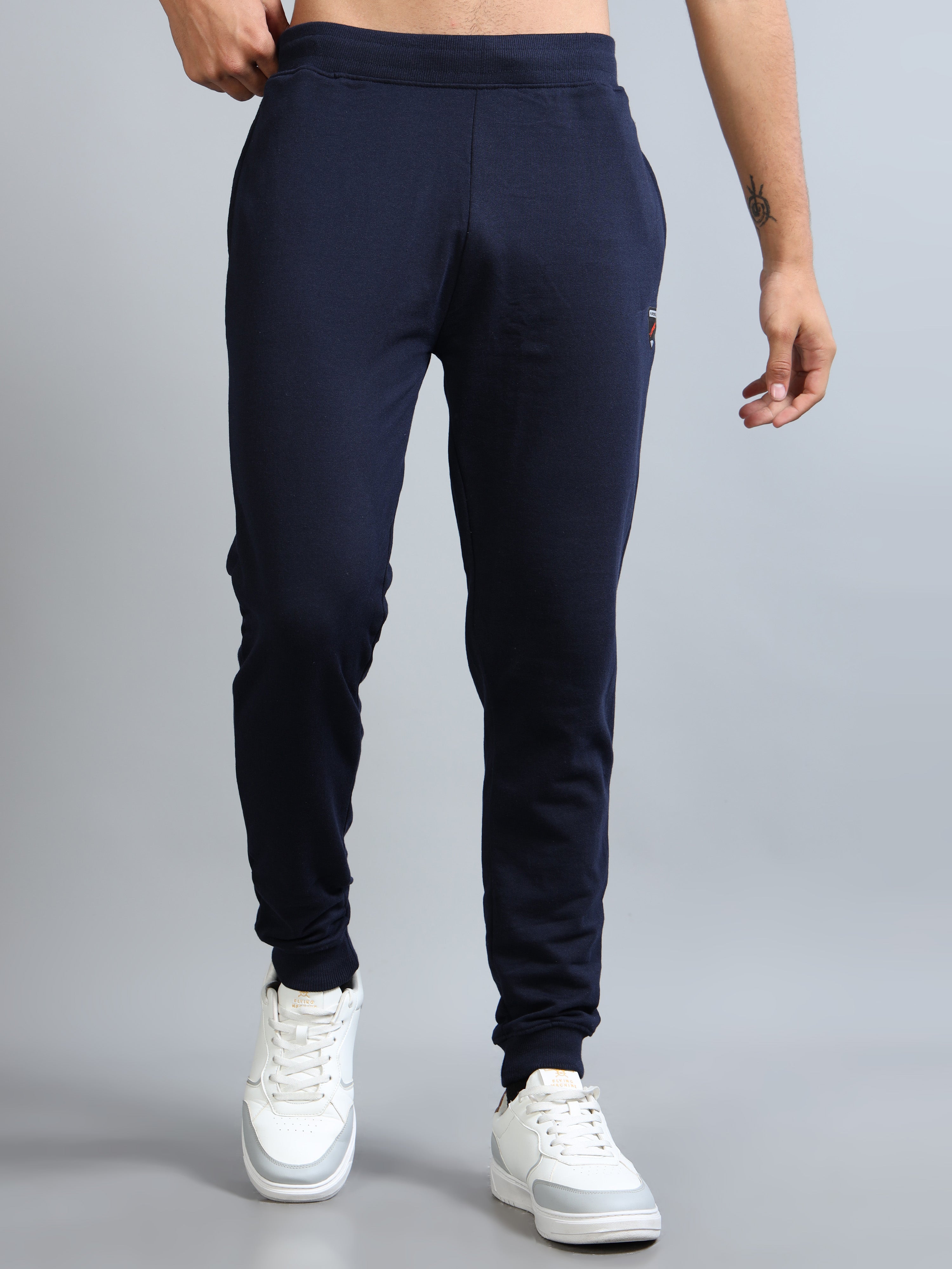 ARDEUR ZEAL IN YOU Men Navy Self Design Mid-Rise Joggers