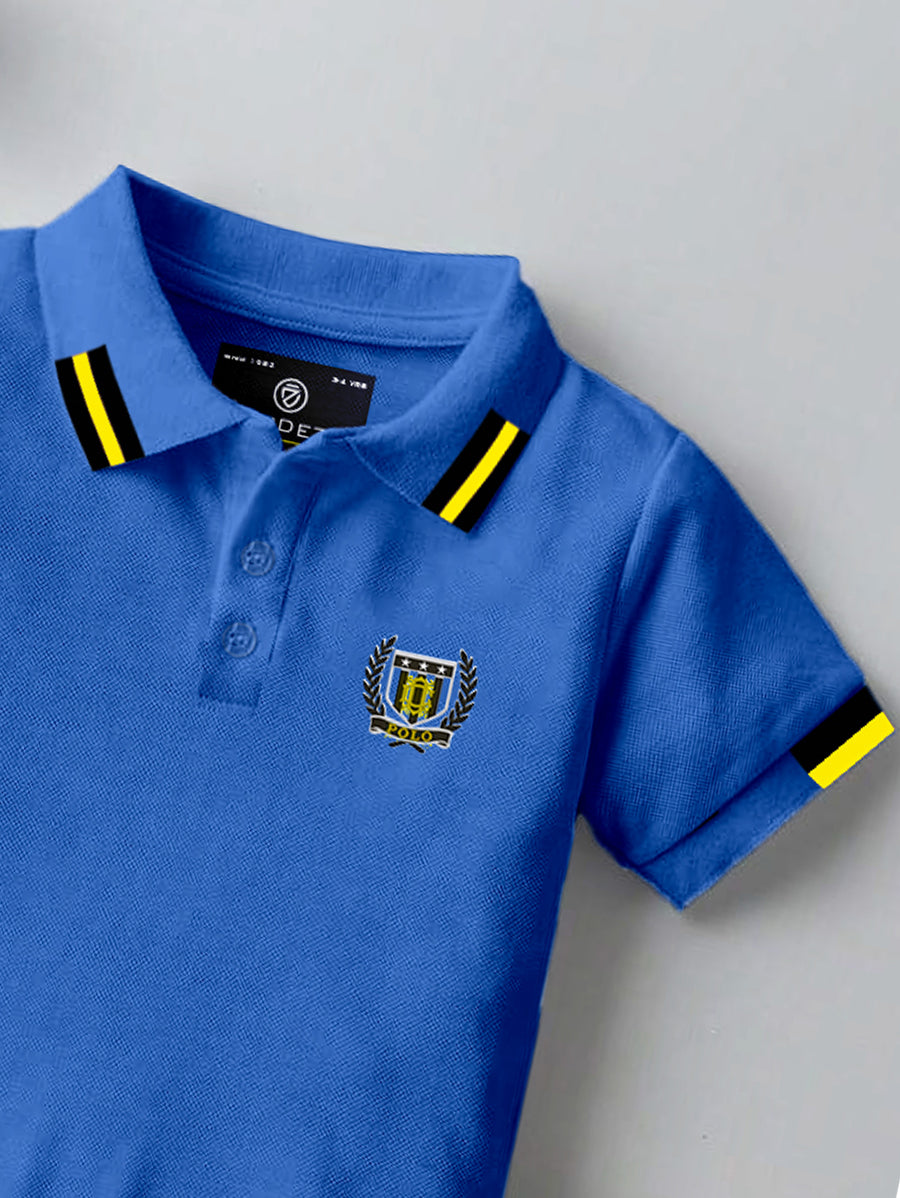 CODEZ Boys Regular Fit Pique Polo T-Shirt (Royal Blue)