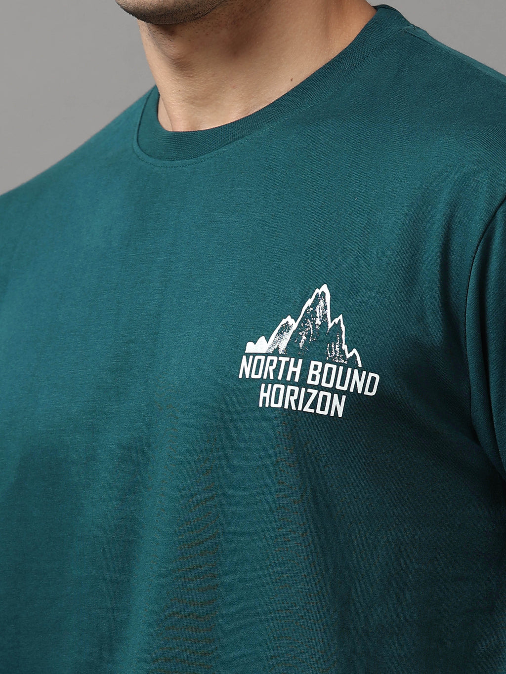 ARDEUR Men Printed Relaxed Fit Drop Shoulder T-Shirt - Bottle Green-3