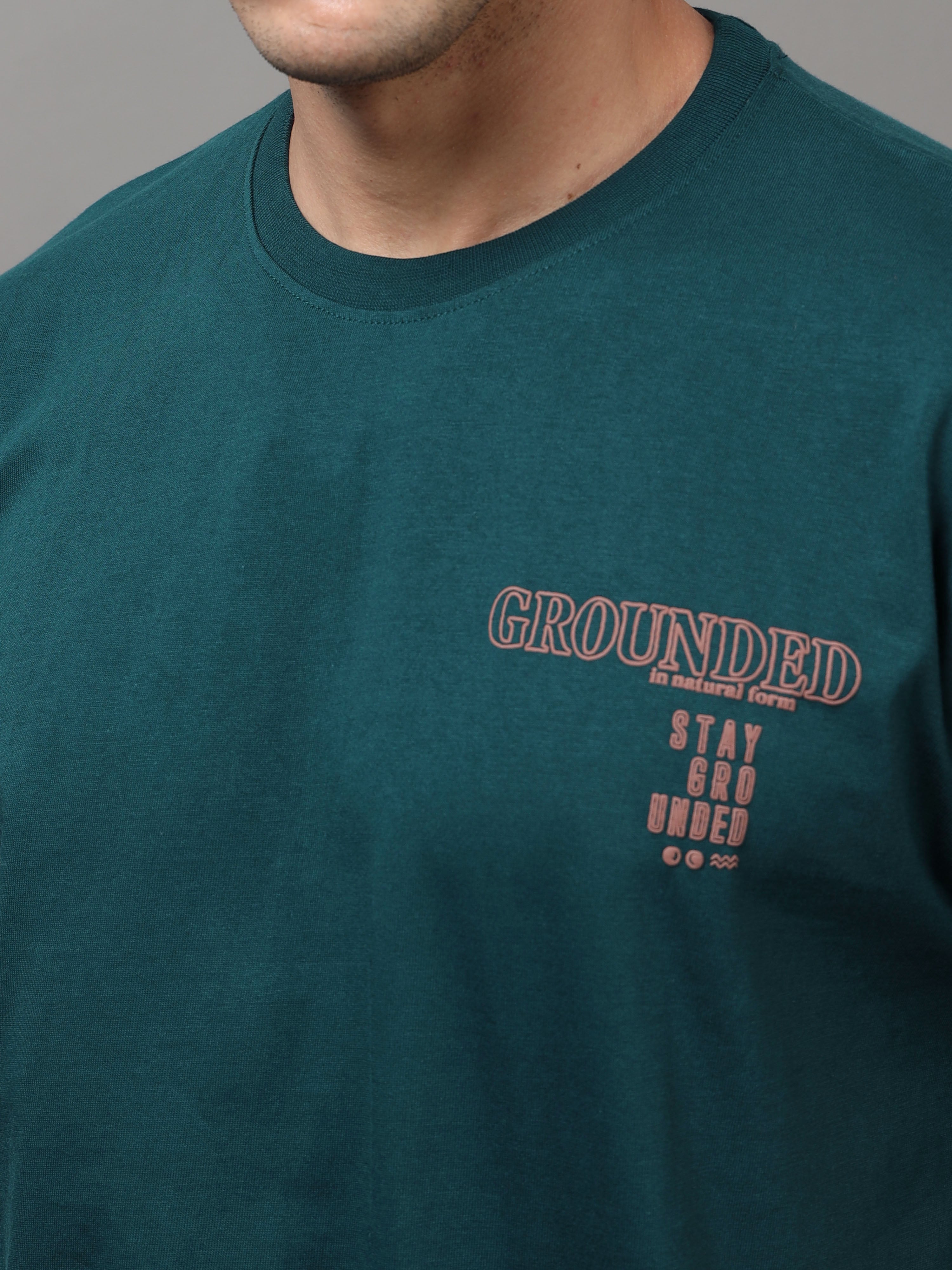 ARDEUR Men Printed Relaxed Fit Drop Shoulder T-Shirt - Bottle Green-2