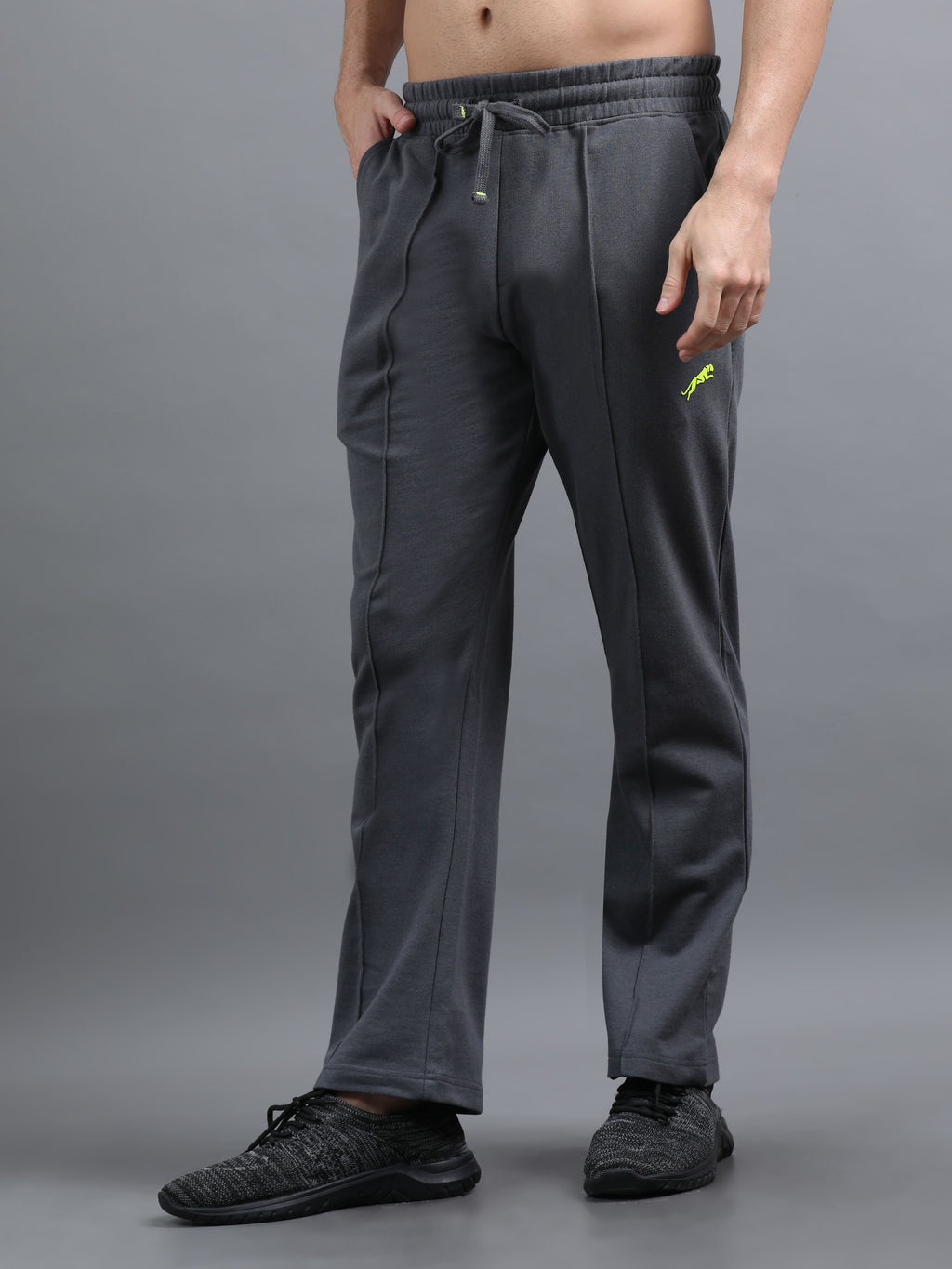 ARDEUR ZEAL IN YOU Men Steel Grey Printed Mid-Rise Track Pants