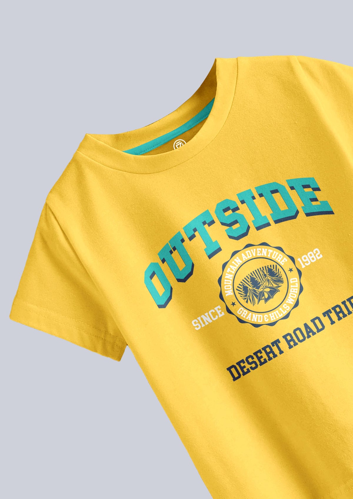 boys printed t-shirt - CODEZ Boys' Yellow Round Neck Printed T-Shirts, side view