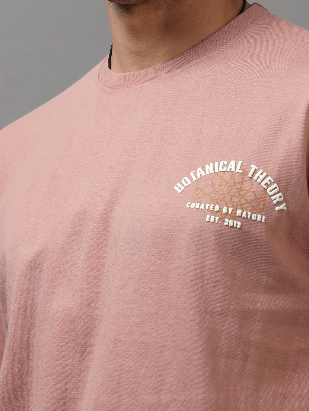 ARDEUR Men Graphic Printed Relaxed Fit Drop Shoulder T-Shirt - Pop Pink
