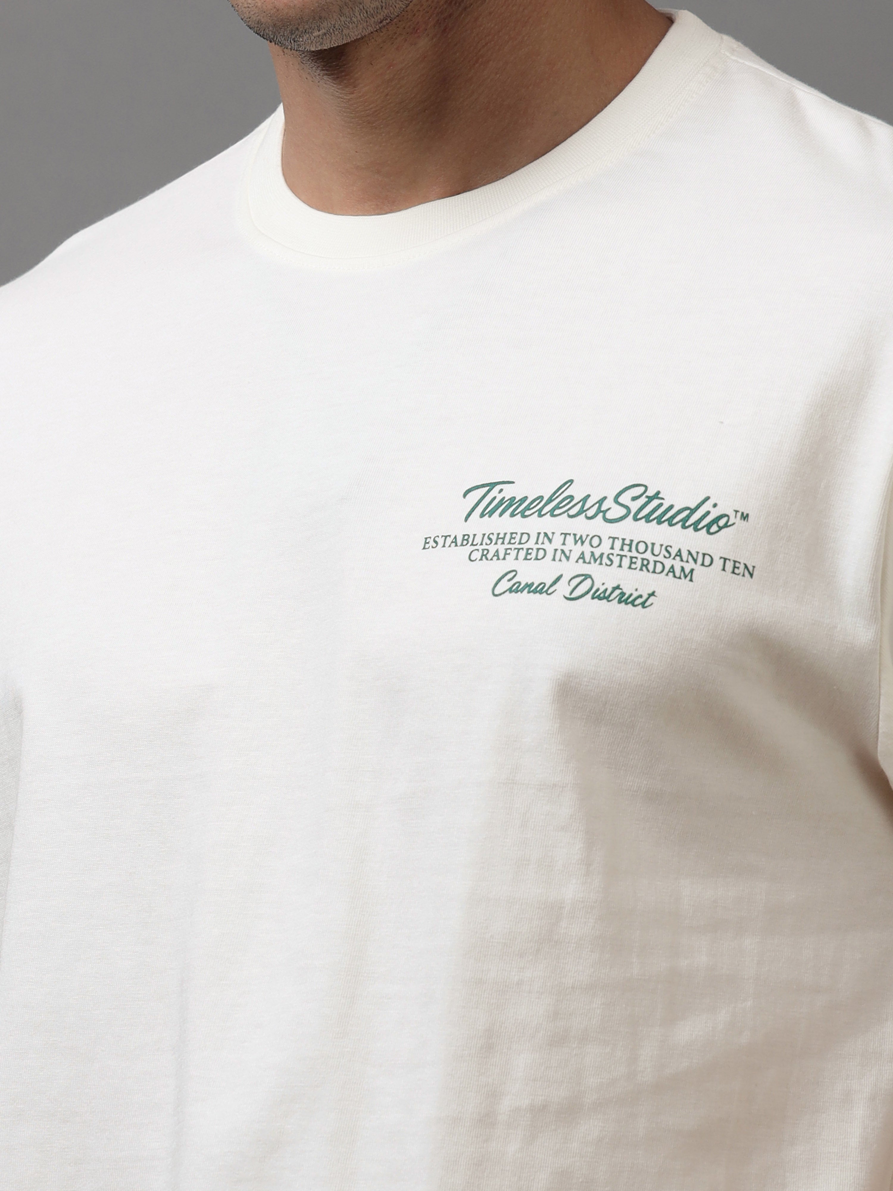 ARDEUR Men Graphic Printed Relaxed Fit Drop Shoulder T-Shirt - Off White-3