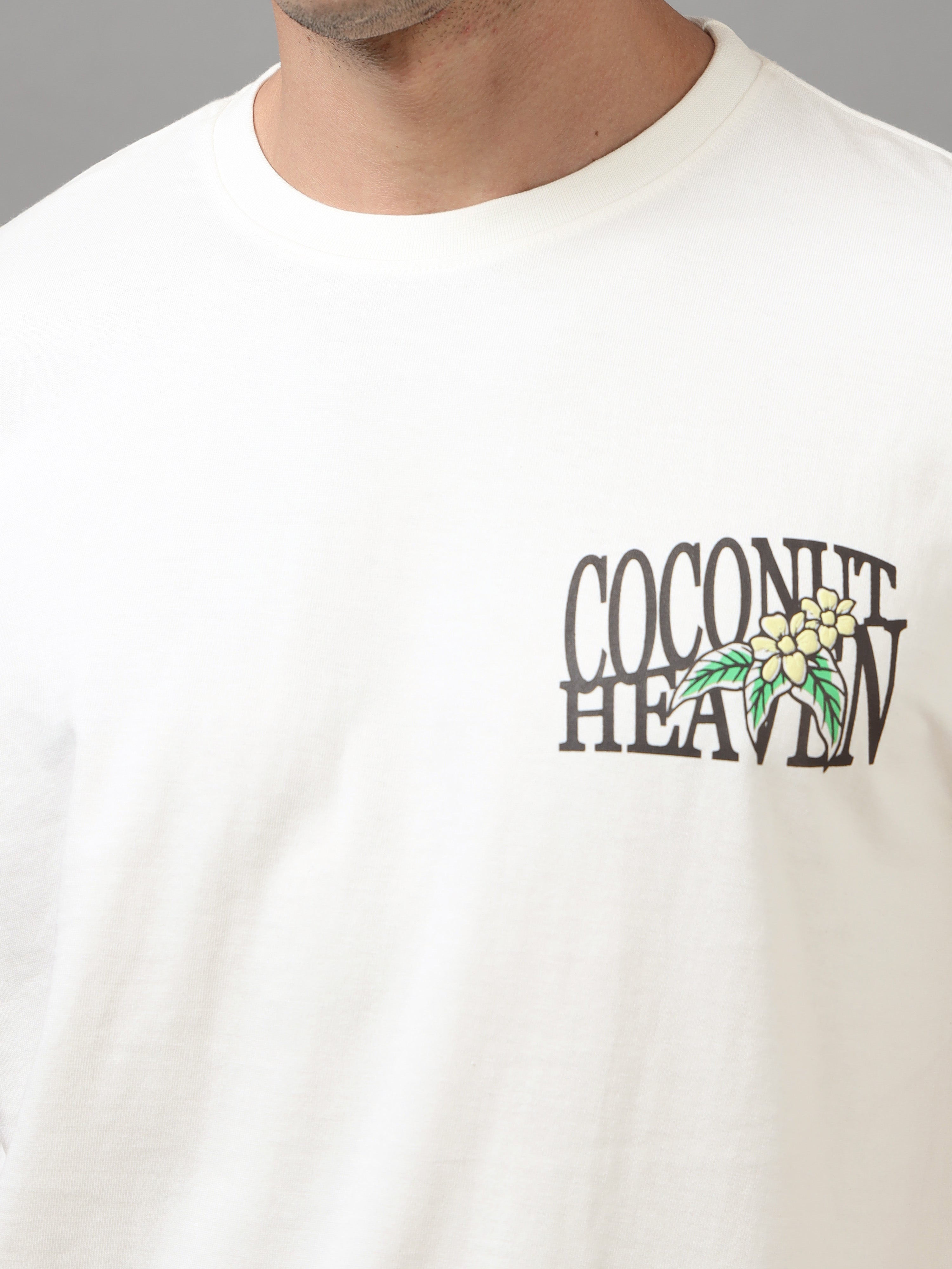 ARDEUR Men Printed Relaxed Fit Drop Shoulder T-Shirt - Off White