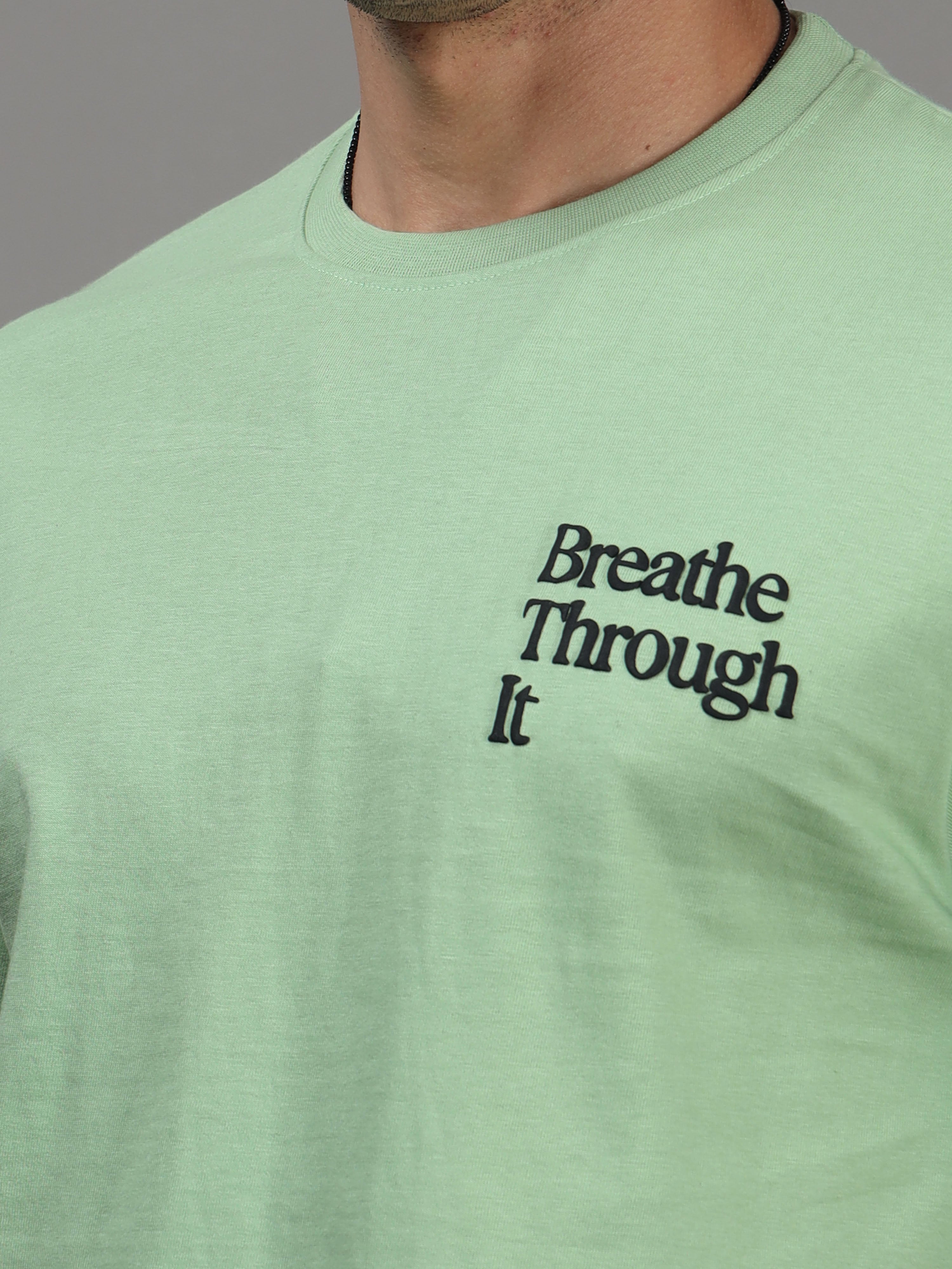 ARDEUR Men Graphic Printed Relaxed Fit Drop Shoulder T-Shirt - Light Green-2