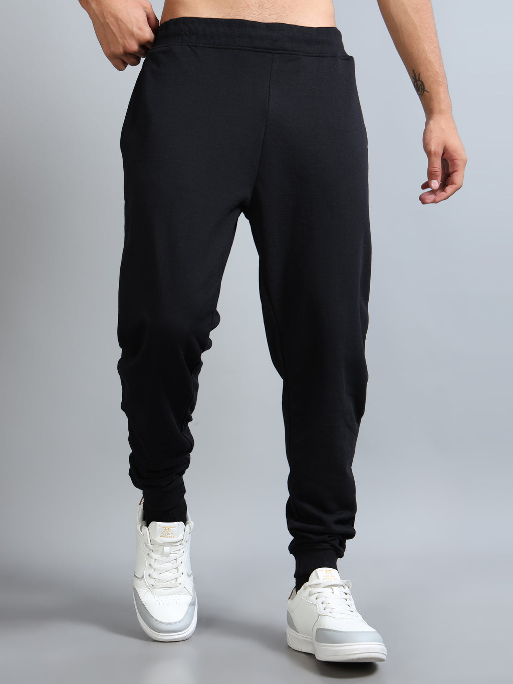 ARDEUR ZEAL IN YOU Men Black Self Design Mid-Rise Joggers