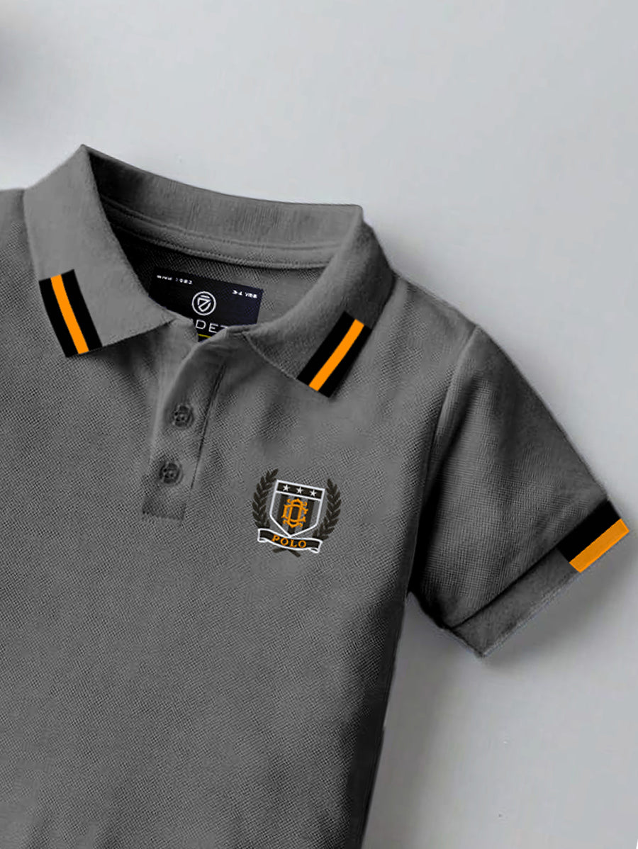 CODEZ Boys Regular Fit Pique Polo T-Shirt (Steel Grey)