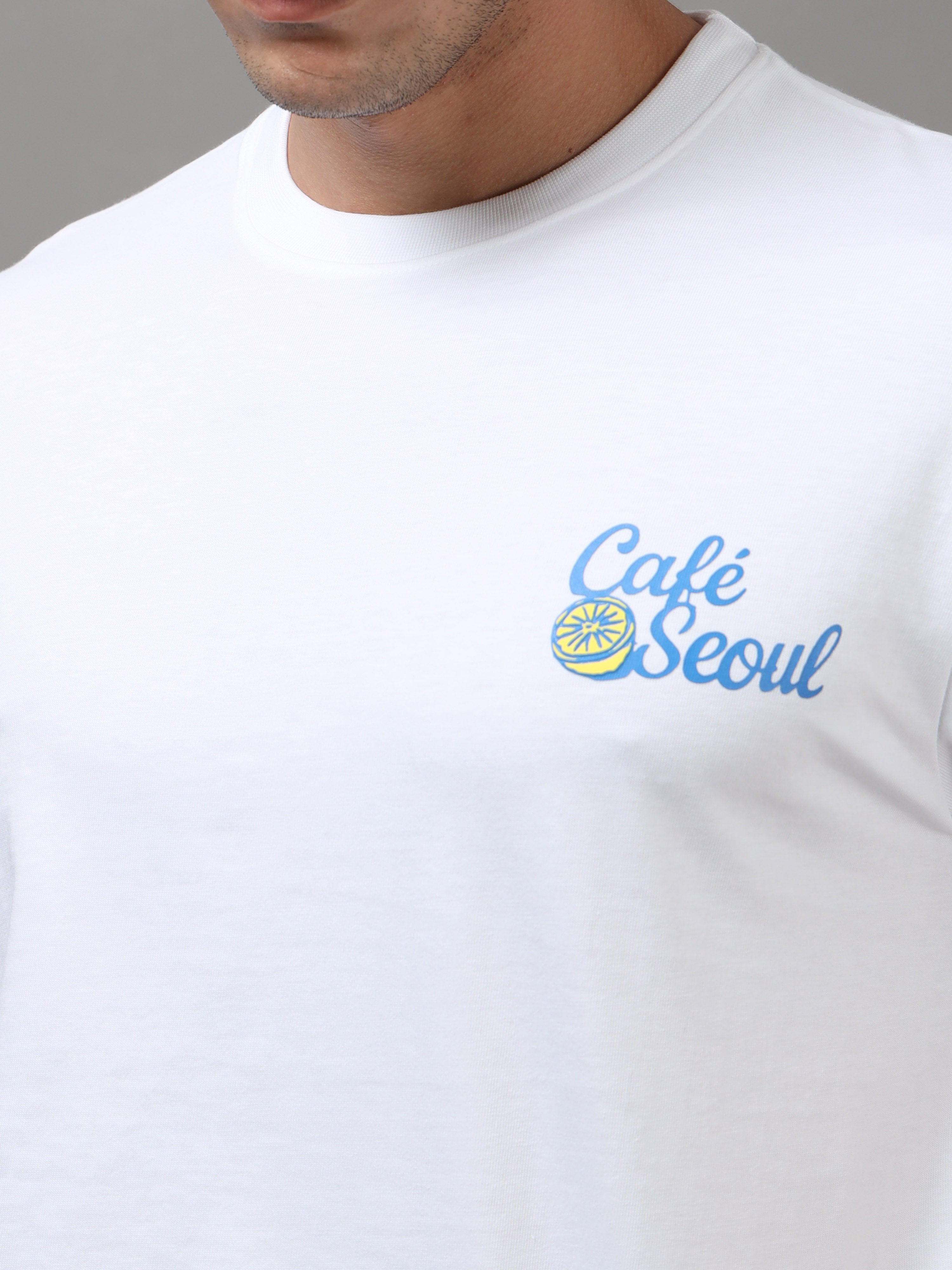 ARDEUR Men Printed Relaxed Fit Drop Shoulder T-Shirt - White