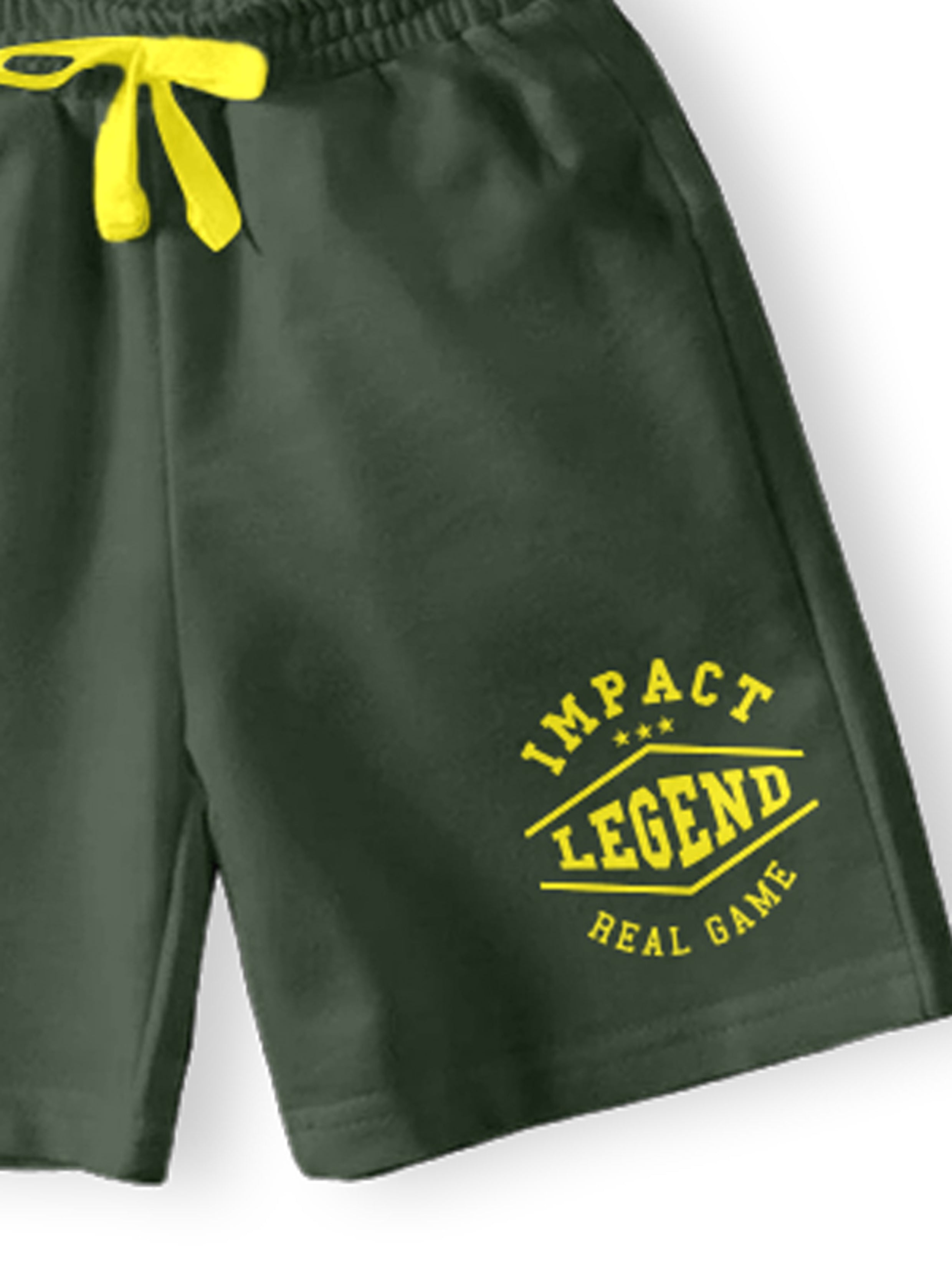 CODEZ Boys Bottle Green Printed Mid-Rise Cotton Blended Outdoor Shorts