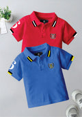 CODEZ Boys Pack Of 2 Self Design Embroidered Polo Tshirts
