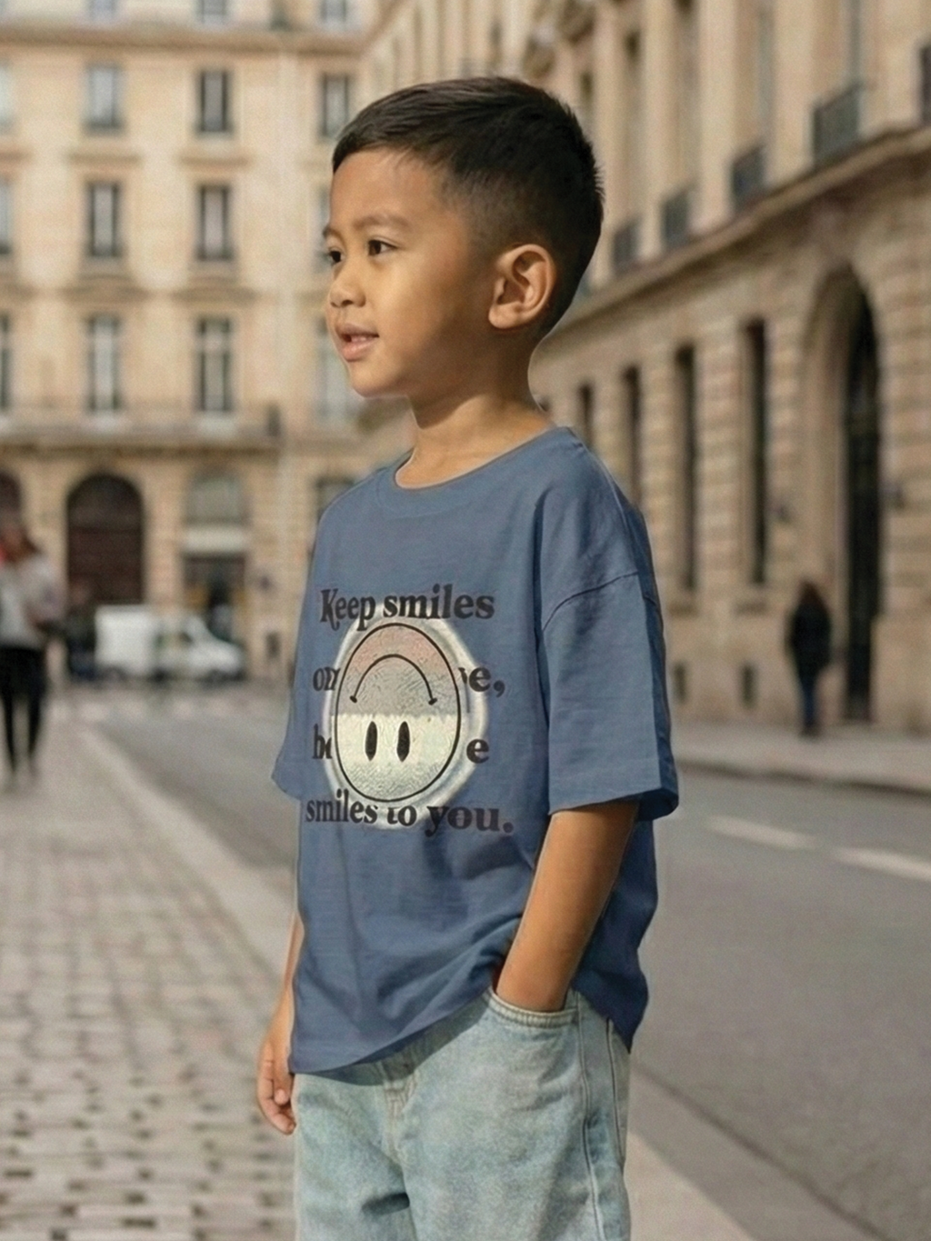 CODEZ Boys Blue Graphic Print Relaxed Fit Drop Shoulder T-Shirt