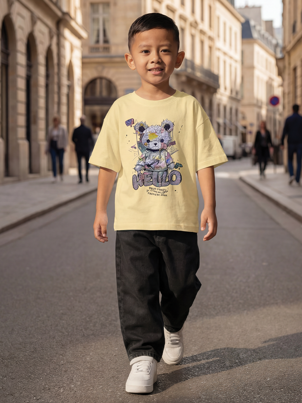 CODEZ Boys Yellow Graphic Print Relaxed Fit Drop Shoulder T-Shirt