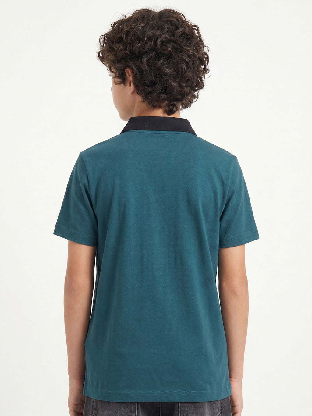 CODEZ Boys Teal Polo Neck Printed Relaxed Fit T-Shirt