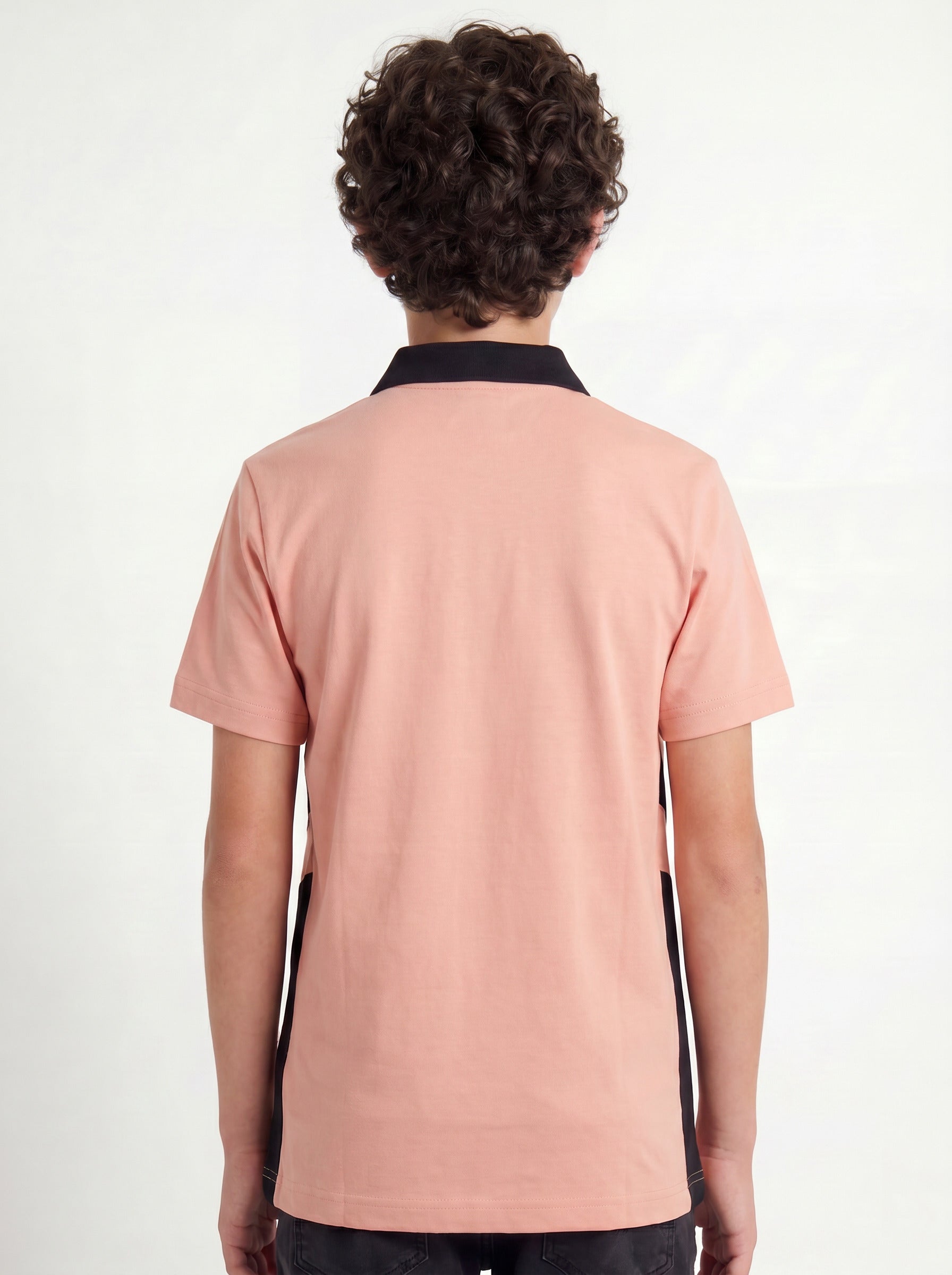 CODEZ Boys Pop Pink Polo Neck Printed Relaxed Fit T-Shirt
