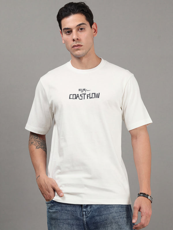 ARDEUR Men Printed Relaxed Fit Drop Shoulder T-Shirt - Off White-4