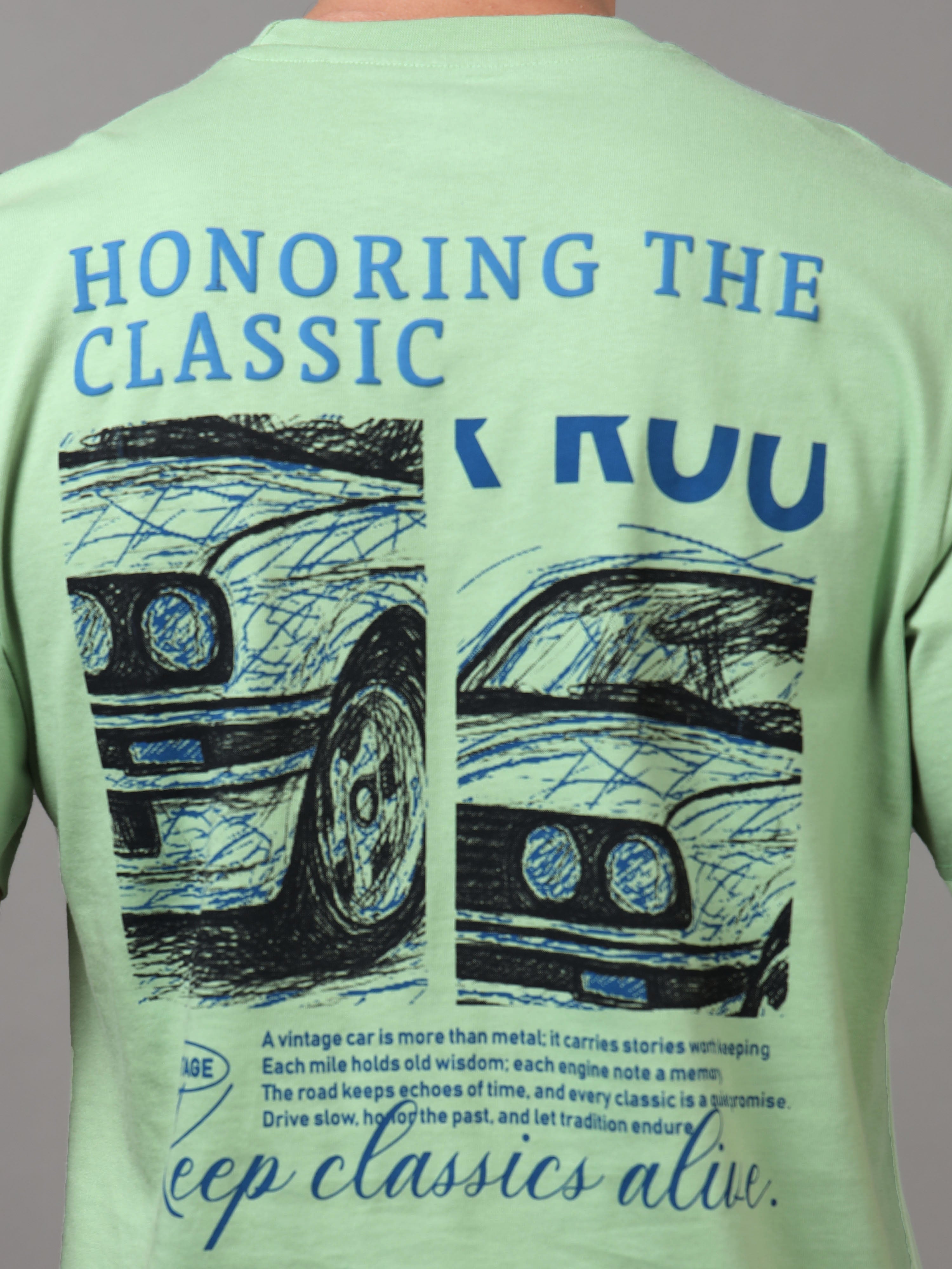 ARDEUR Men Graphic Printed Relaxed Fit Drop Shoulder T-Shirt - Light Green