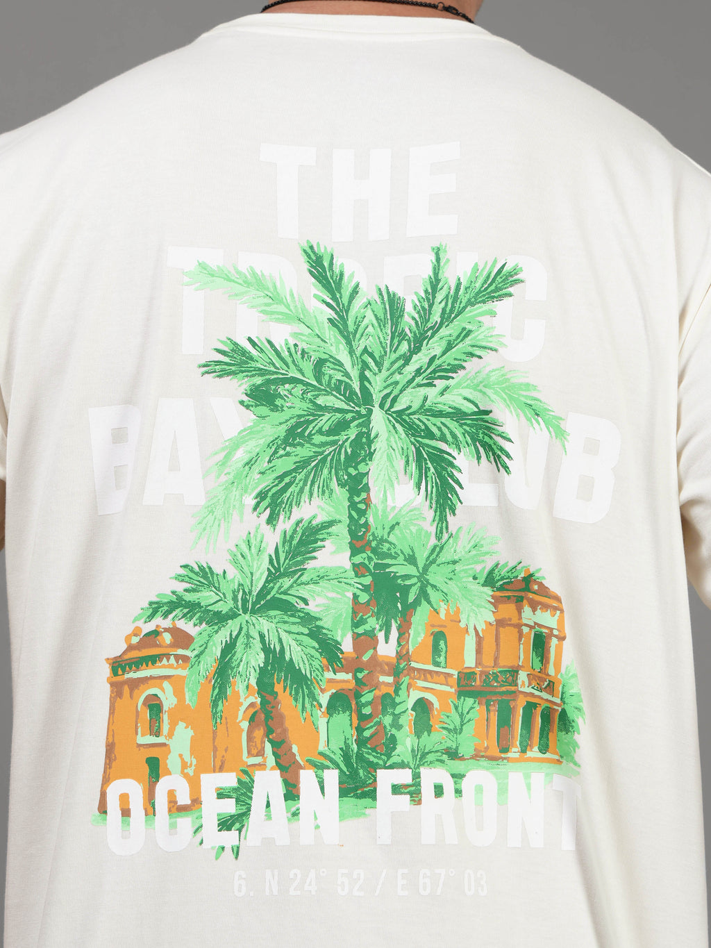 ARDEUR Men Printed Relaxed Fit Drop Shoulder T-Shirt - Off White-2