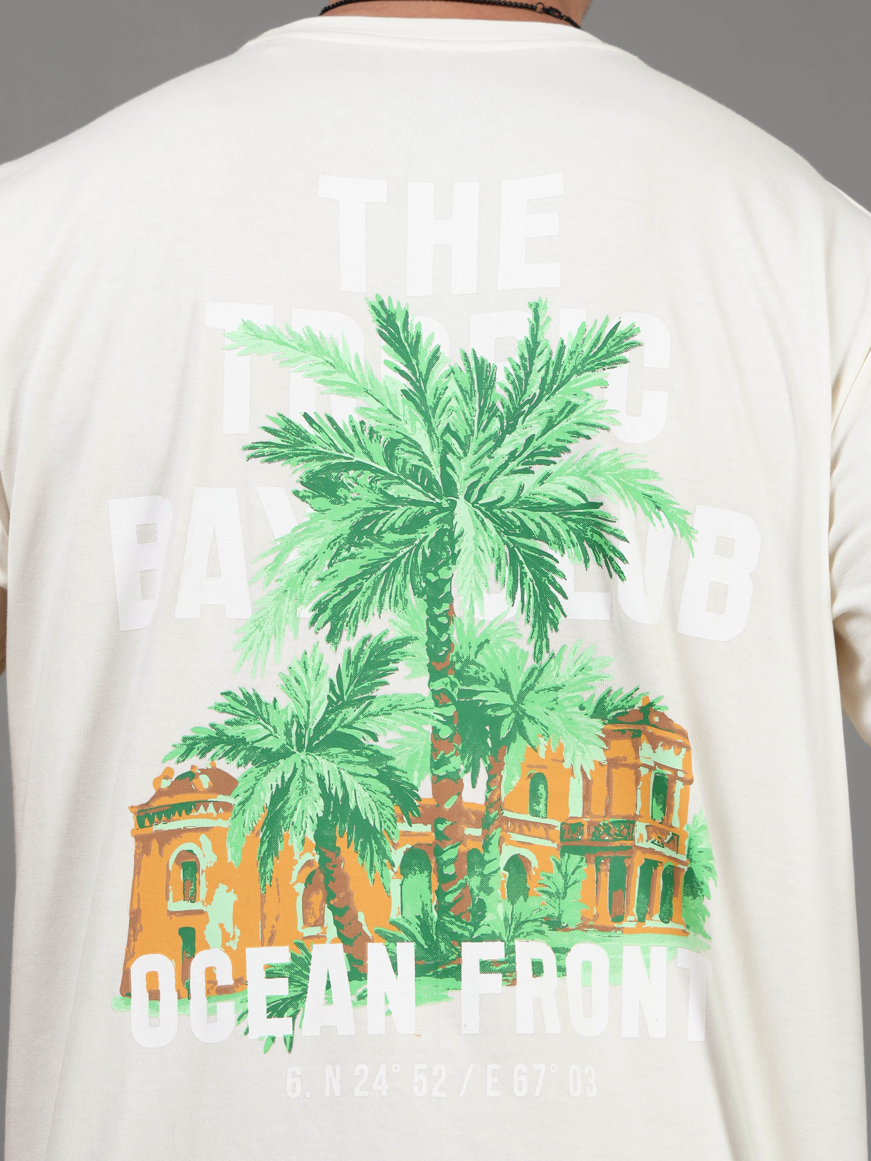 ARDEUR Men Printed Relaxed Fit Drop Shoulder T-Shirt - Off White-2