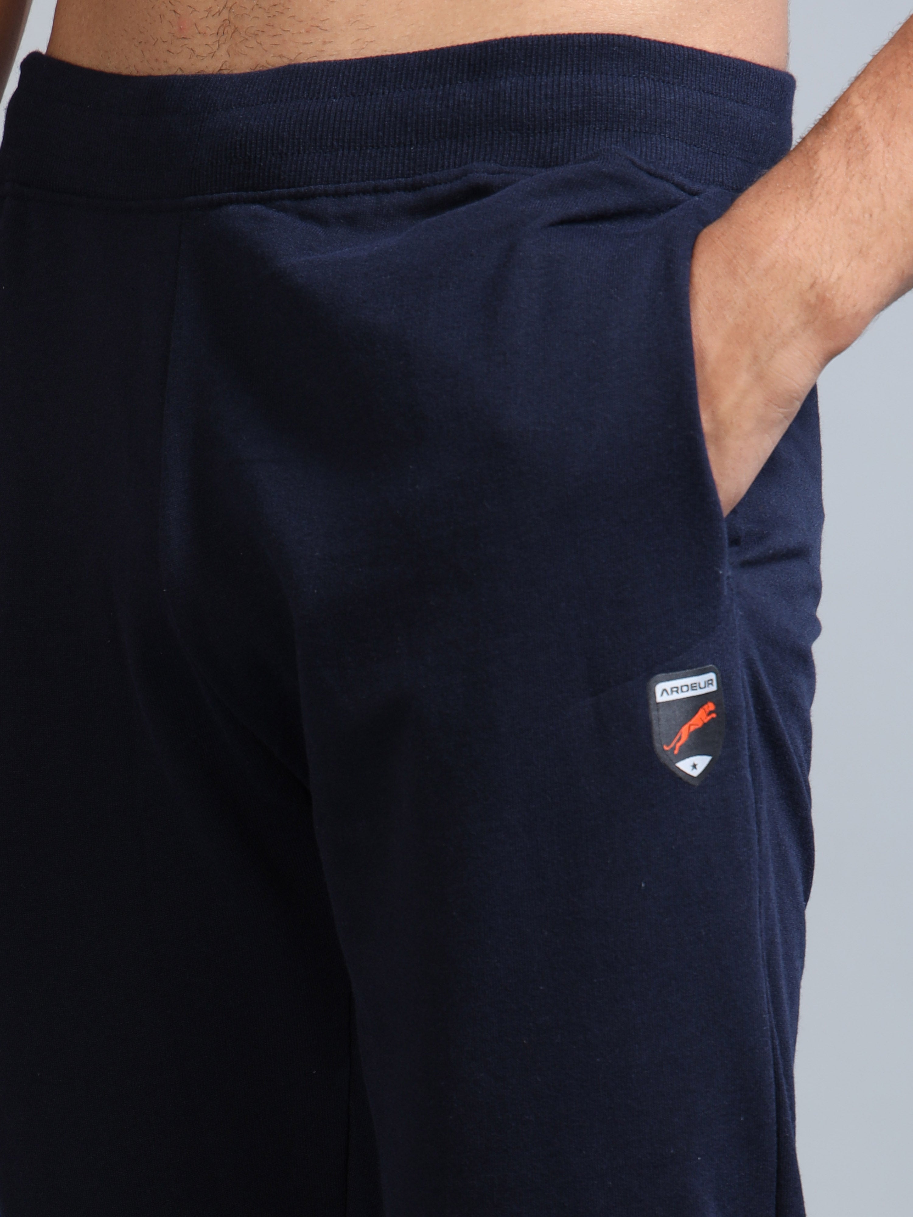 ARDEUR ZEAL IN YOU Men Navy Self Design Mid-Rise Joggers