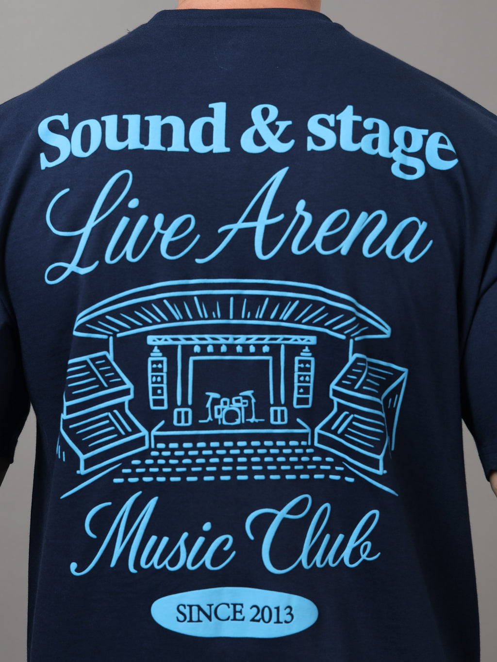 ARDEUR Men Graphic Printed Relaxed Fit Drop Shoulder T-Shirt - Navy