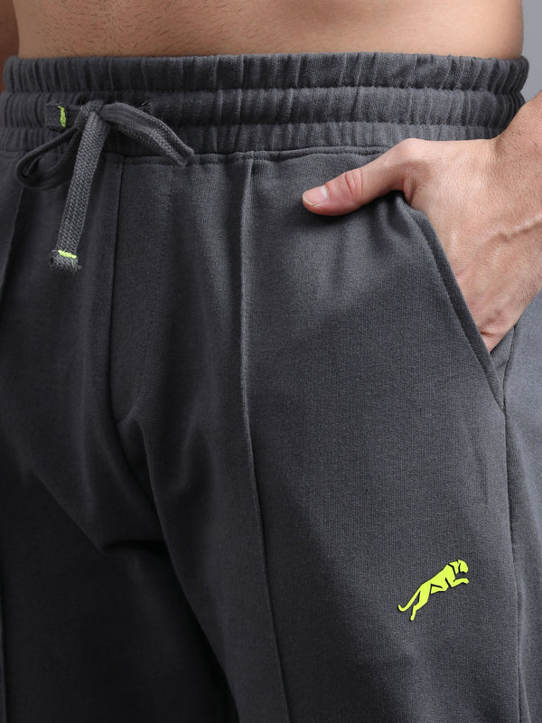 ARDEUR ZEAL IN YOU Men Steel Grey Printed Mid-Rise Track Pants