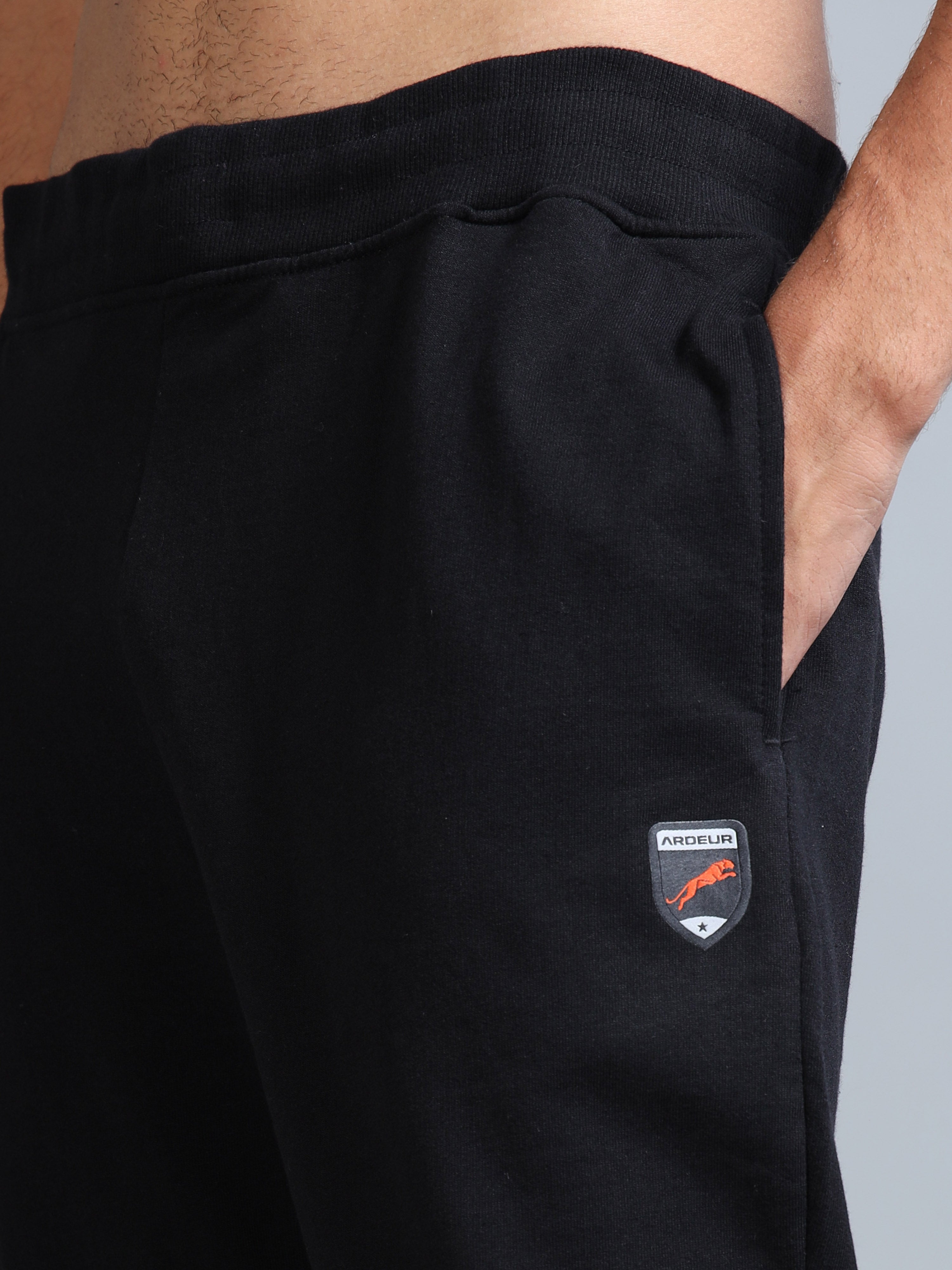 ARDEUR ZEAL IN YOU Men Black Self Design Mid-Rise Joggers