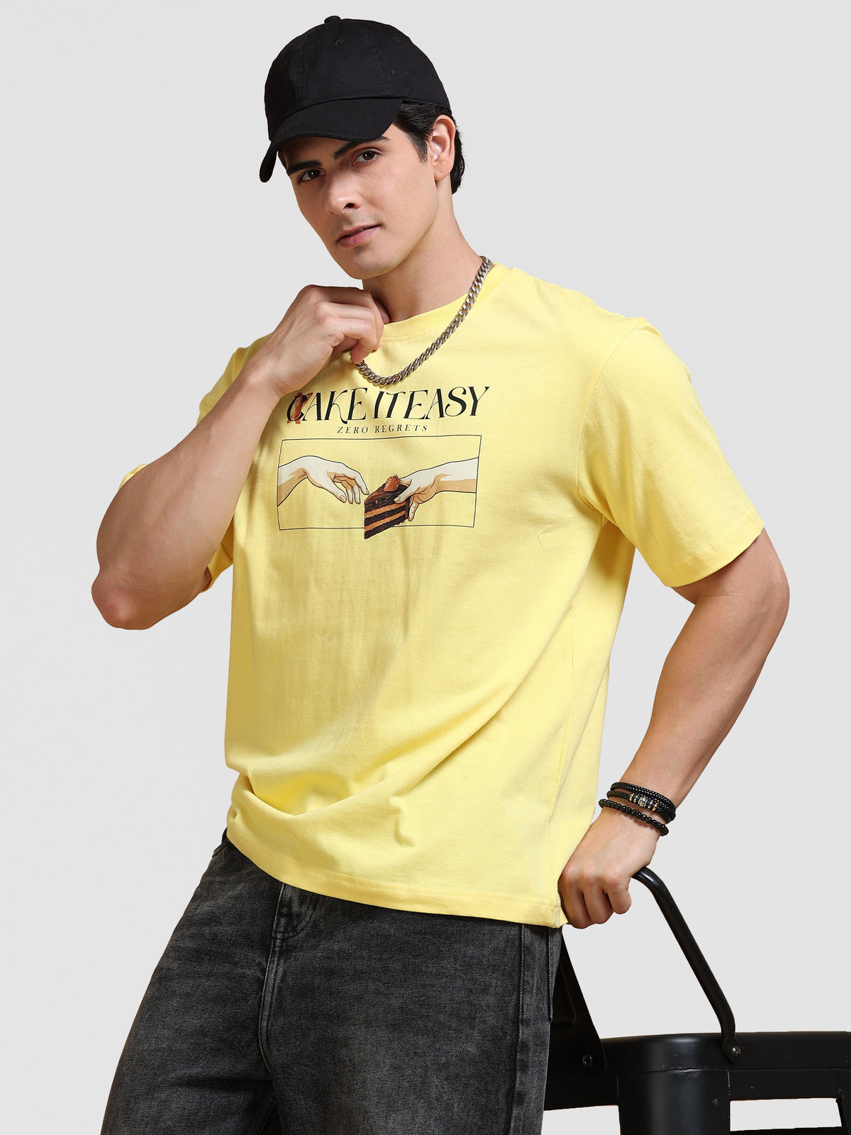 ARDEUR Men's Relaxed Fit 100% Cotton Graphic T-Shirt - Lemon Drop