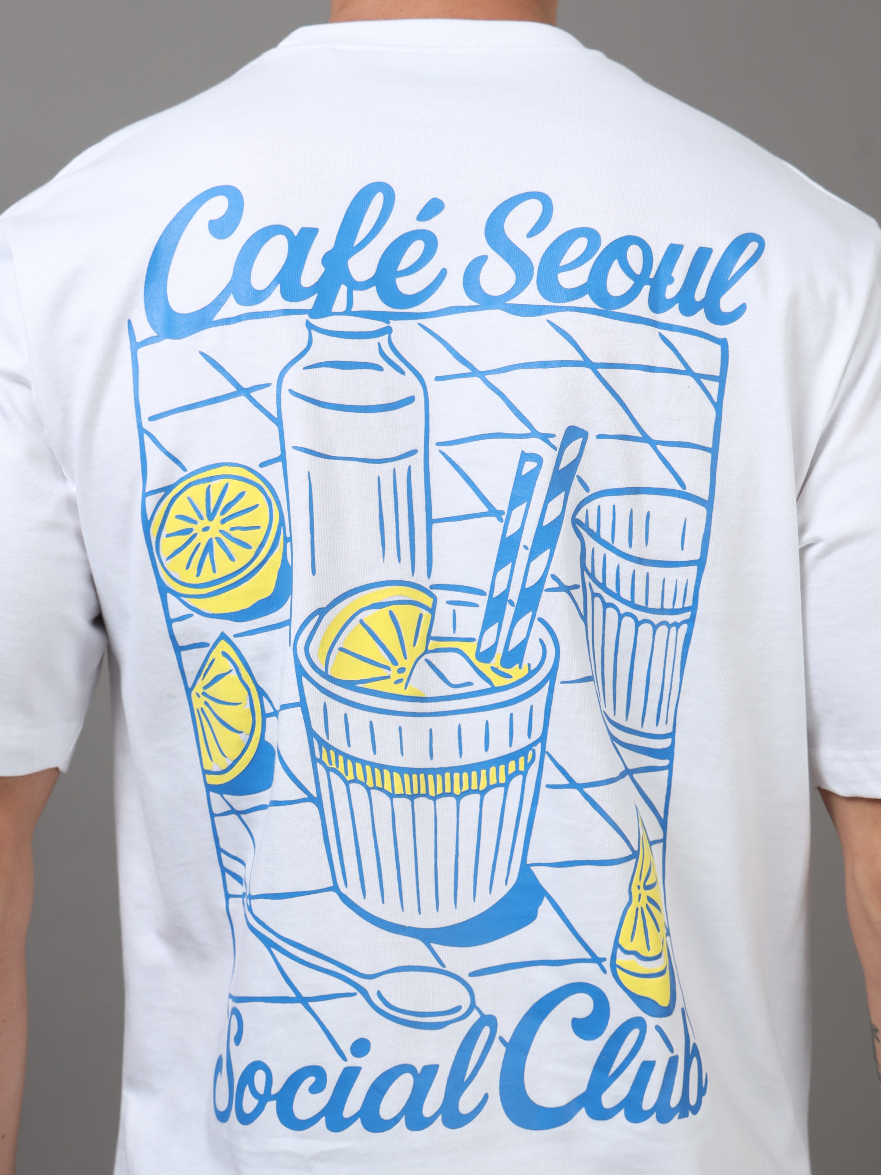 ARDEUR Men Printed Relaxed Fit Drop Shoulder T-Shirt - White