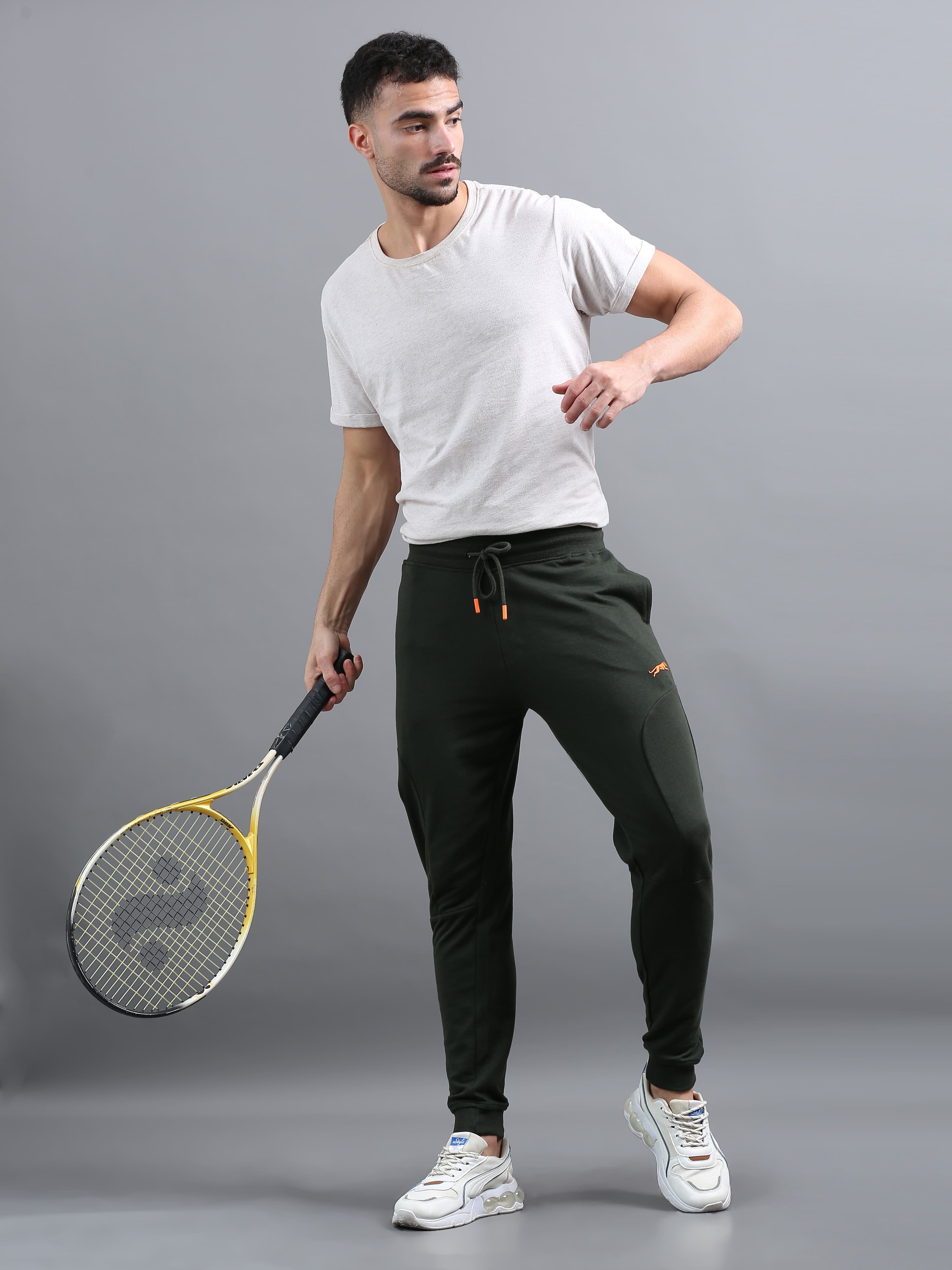 ARDEUR ZEAL IN YOU Men Olive Printed Mid-Rise Joggers