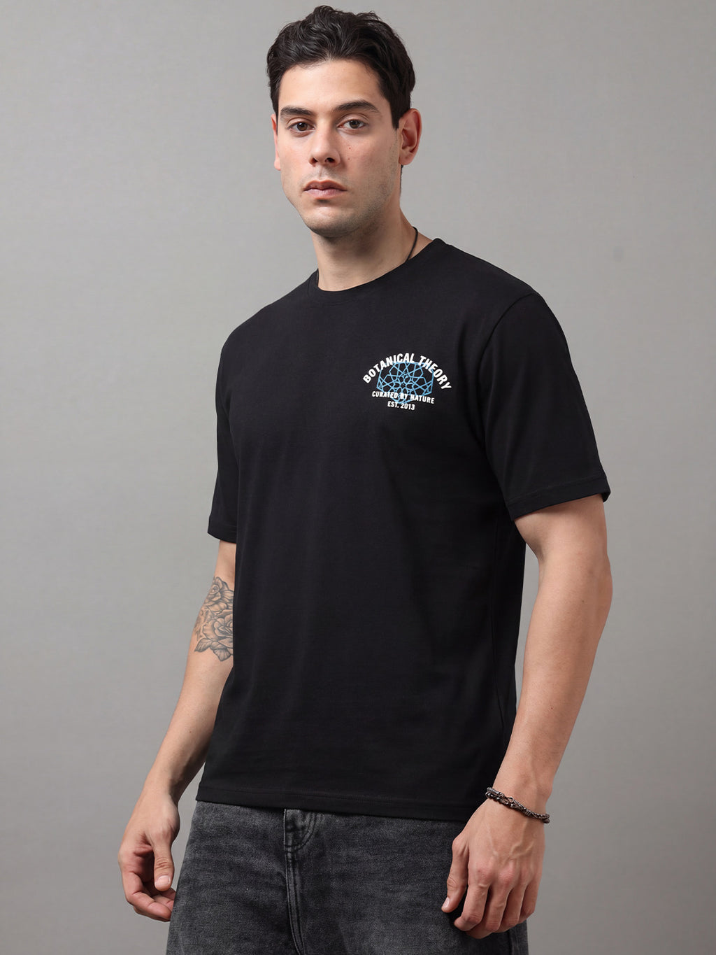 ARDEUR Men Graphic Printed Relaxed Fit Drop Shoulder T-Shirt - Black-2