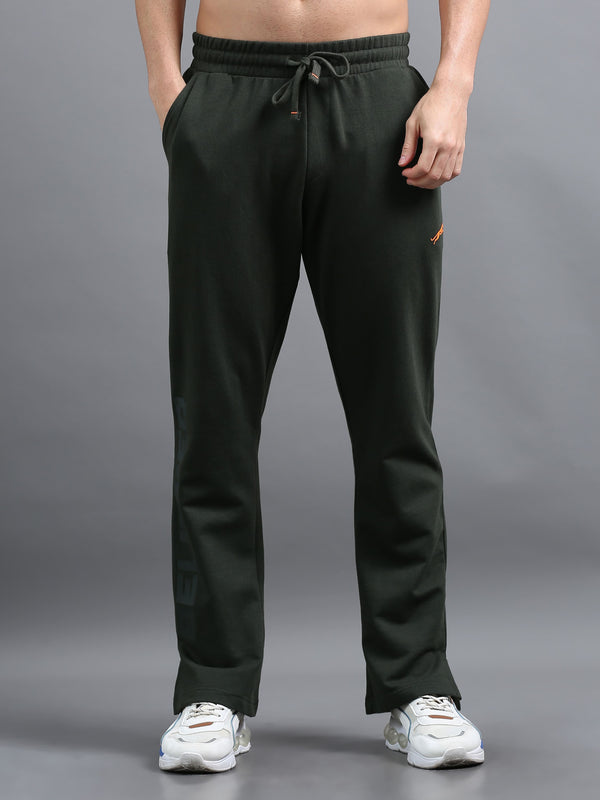 ARDEUR ZEAL IN YOU Men Olive Printed Mid-Rise Track Pants