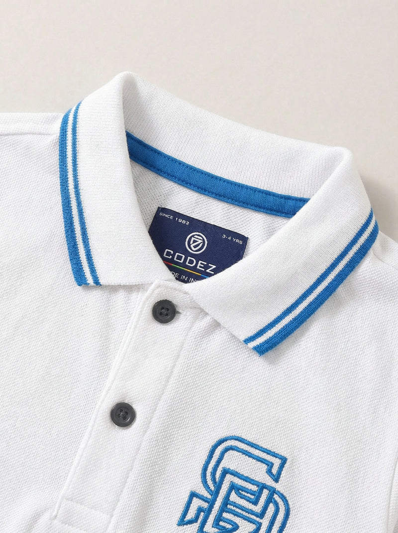 boys polo t-shirt - CODEZ Boys' Regular Fit Polo T-Shirt (White), front view