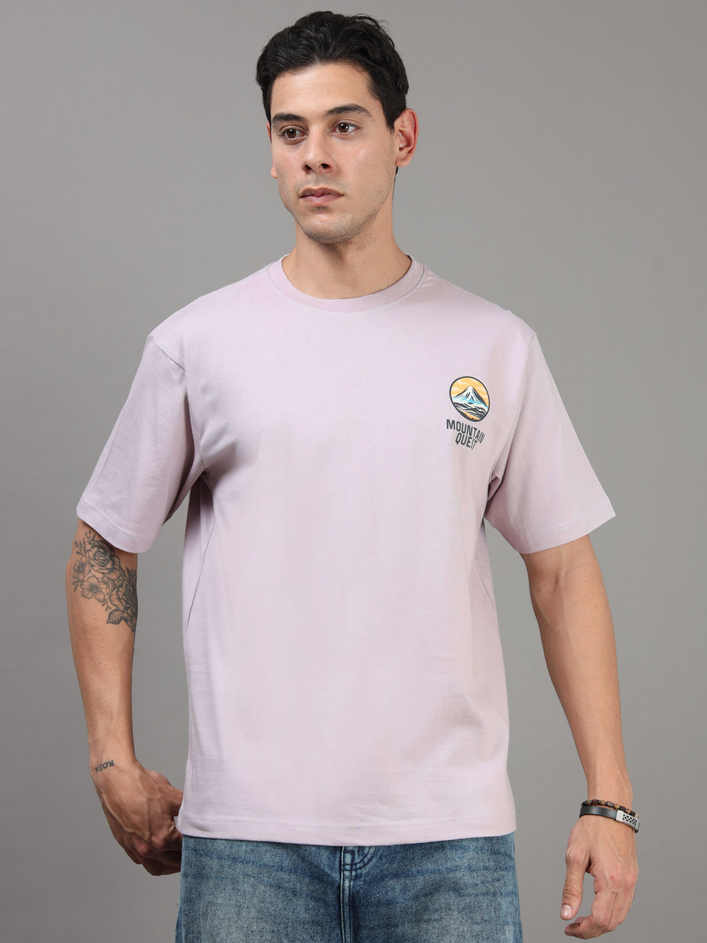 ARDEUR Men Printed Relaxed Fit Drop Shoulder T-Shirt - Purple