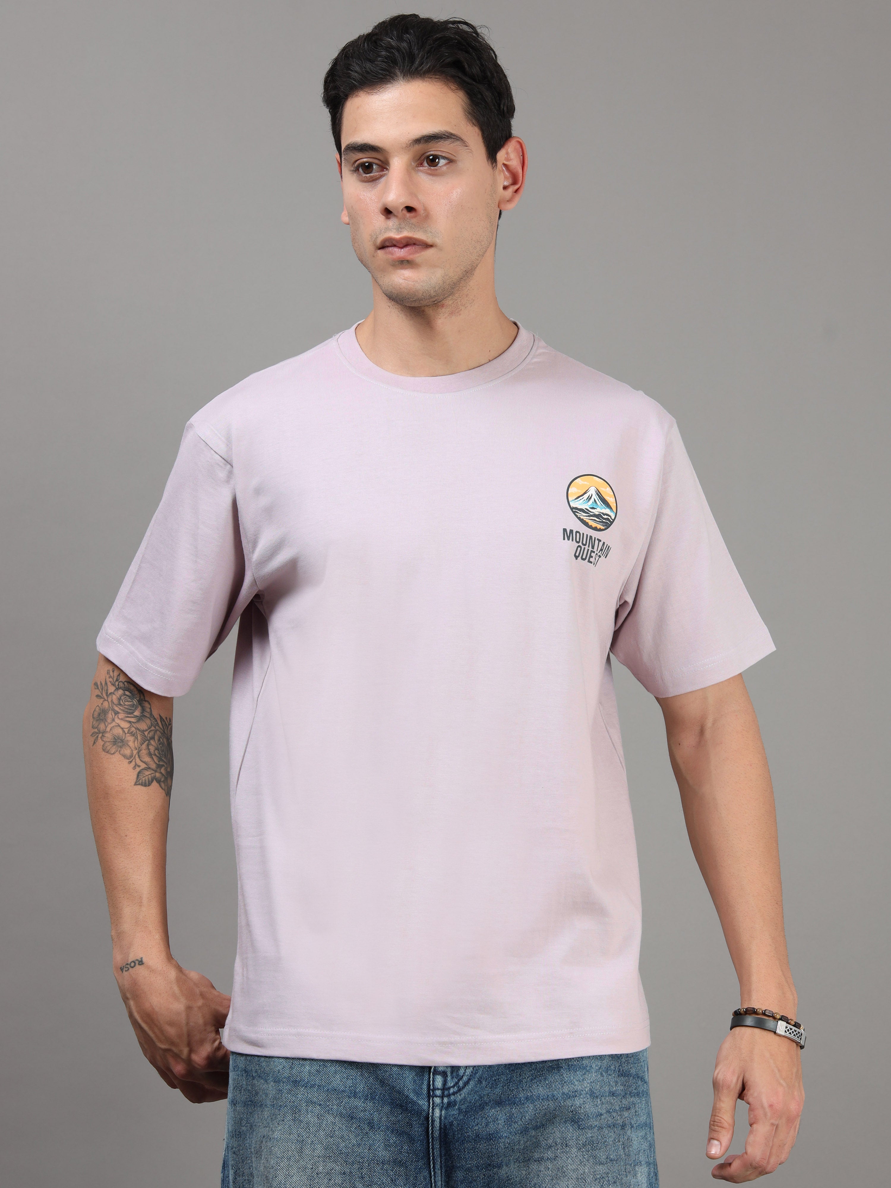 ARDEUR Men Printed Relaxed Fit Drop Shoulder T-Shirt - Purple