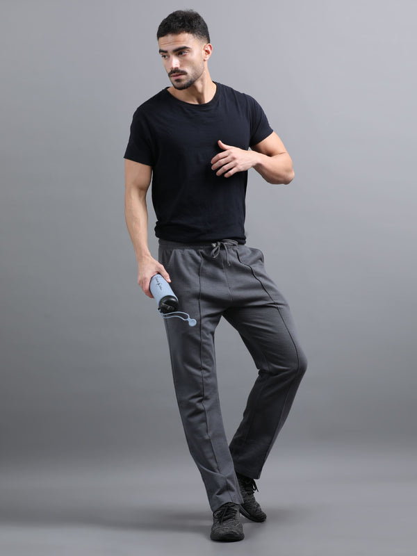 ARDEUR ZEAL IN YOU Men Steel Grey Printed Mid-Rise Track Pants