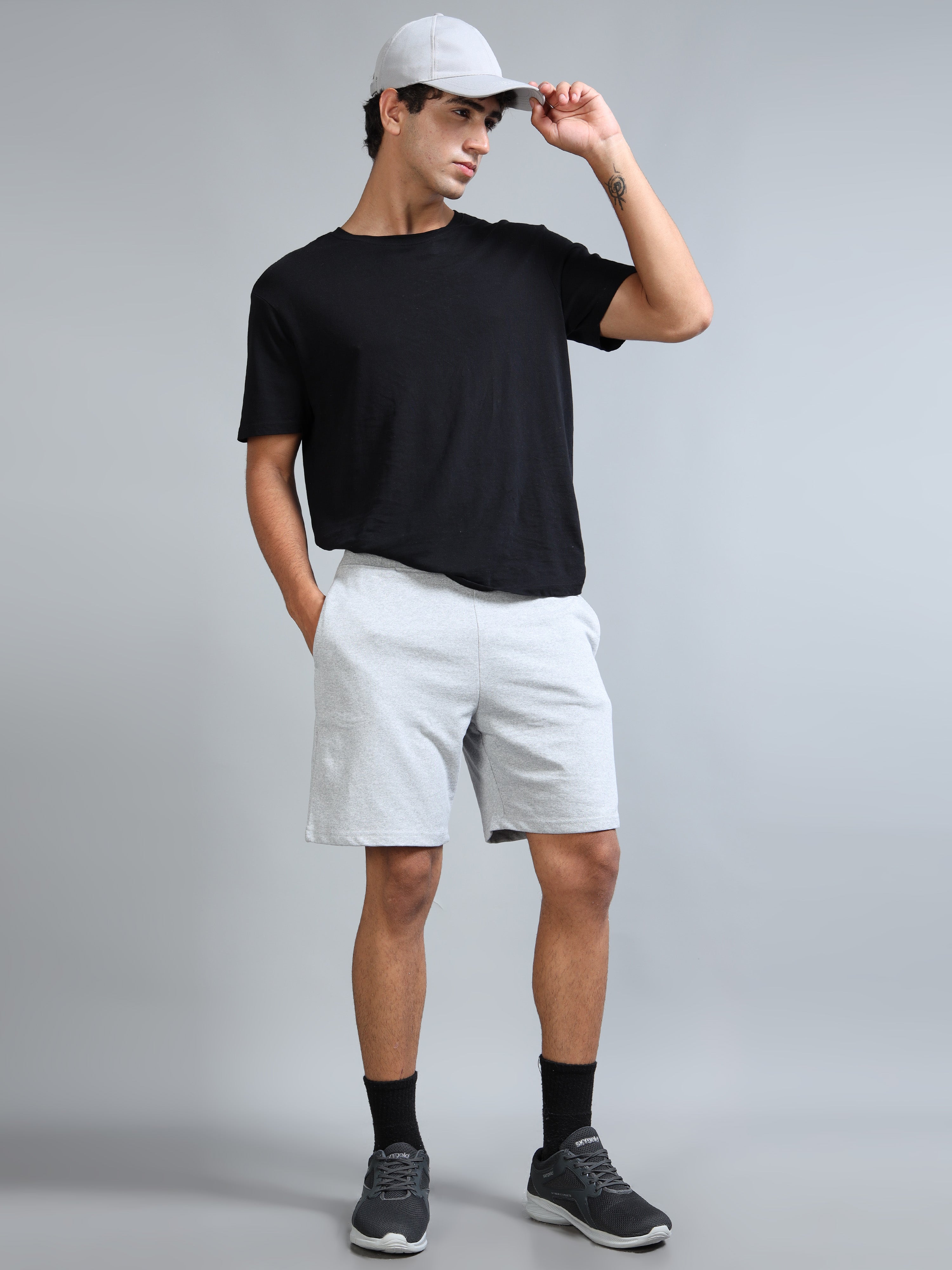 ARDEUR ZEAL IN YOU Men Grey Melange Self Design Shorts