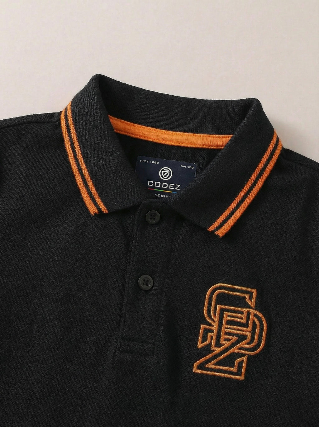 CODEZ Boys Regular Fit Polo T-Shirt (Black)