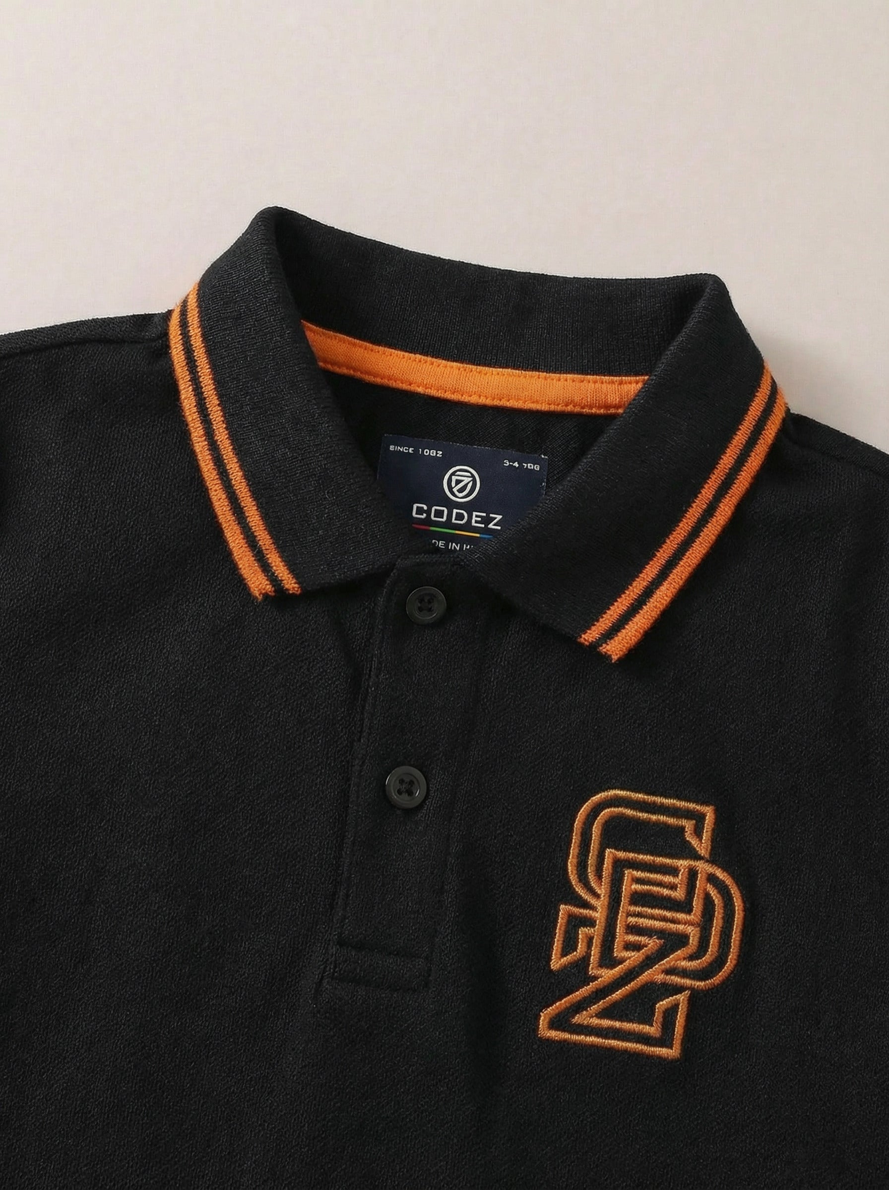 CODEZ Boys Regular Fit Polo T-Shirt (Black)