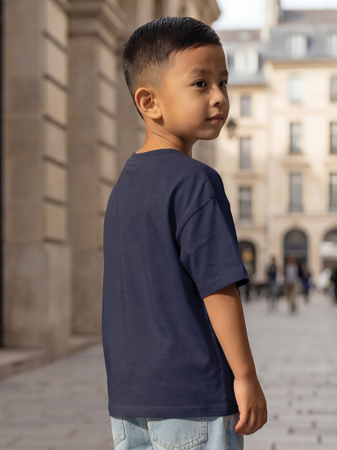 CODEZ Boys Navy-2 Graphic Print Relaxed Fit Drop Shoulder T-Shirt