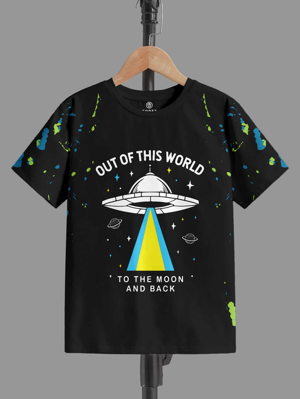 CODEZ Boys Black Round Neck Printed Tshirts