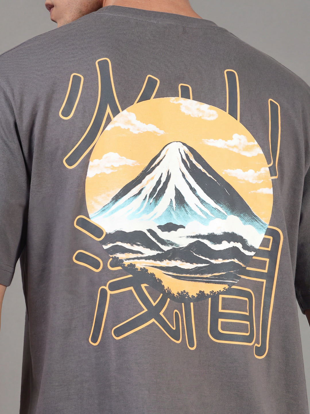 ARDEUR Men Printed Relaxed Fit Drop Shoulder T-Shirt - Grey