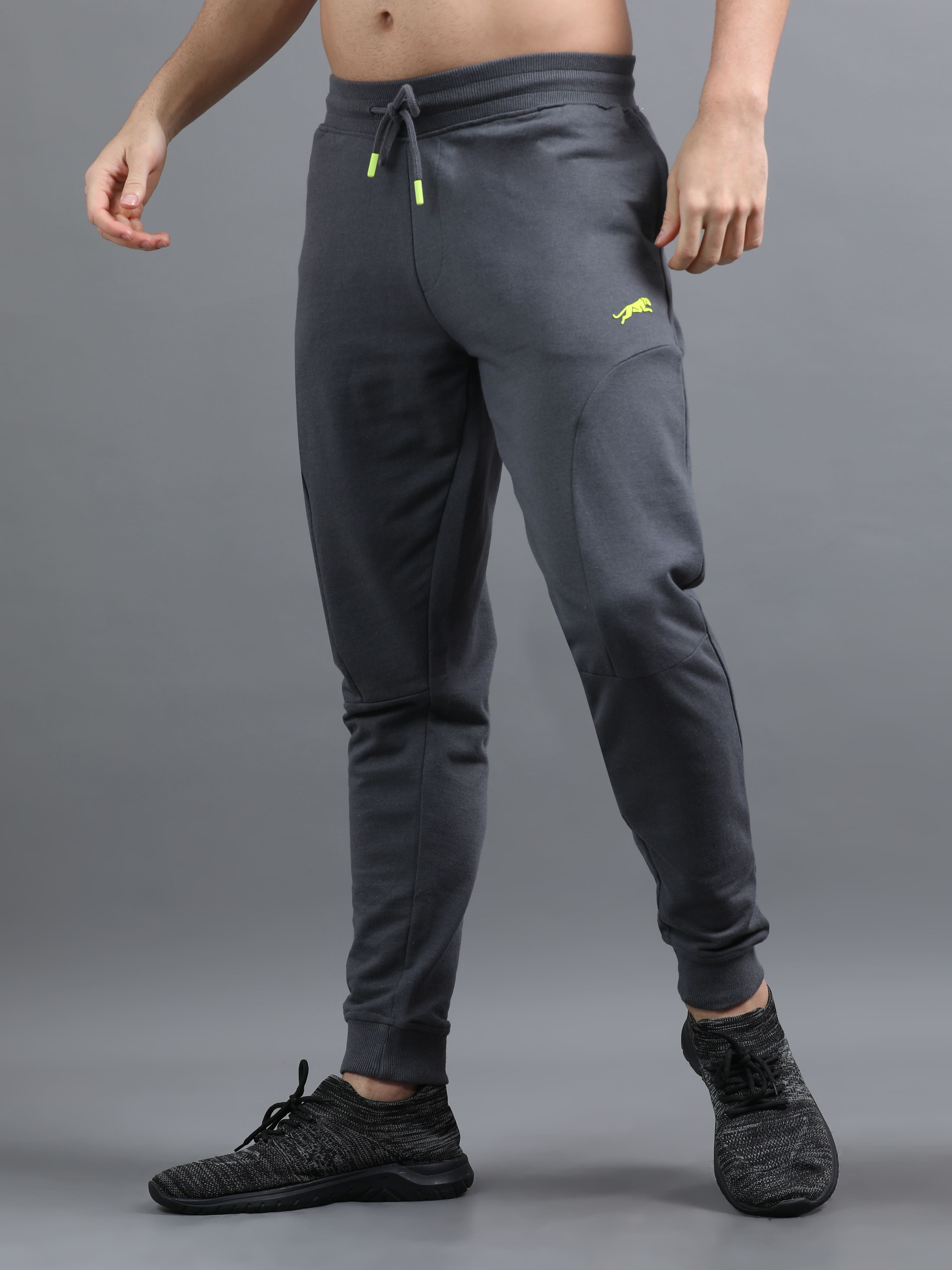 ARDEUR ZEAL IN YOU Men Steel Grey Printed Mid-Rise Joggers